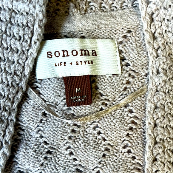 SONOMA Medium crop shirtsleeve knit tan sweater. - Picture 2 of 5